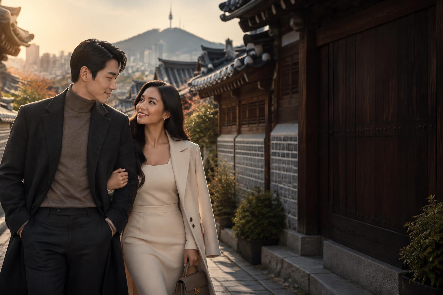 A couple enjoying time together in Seoul