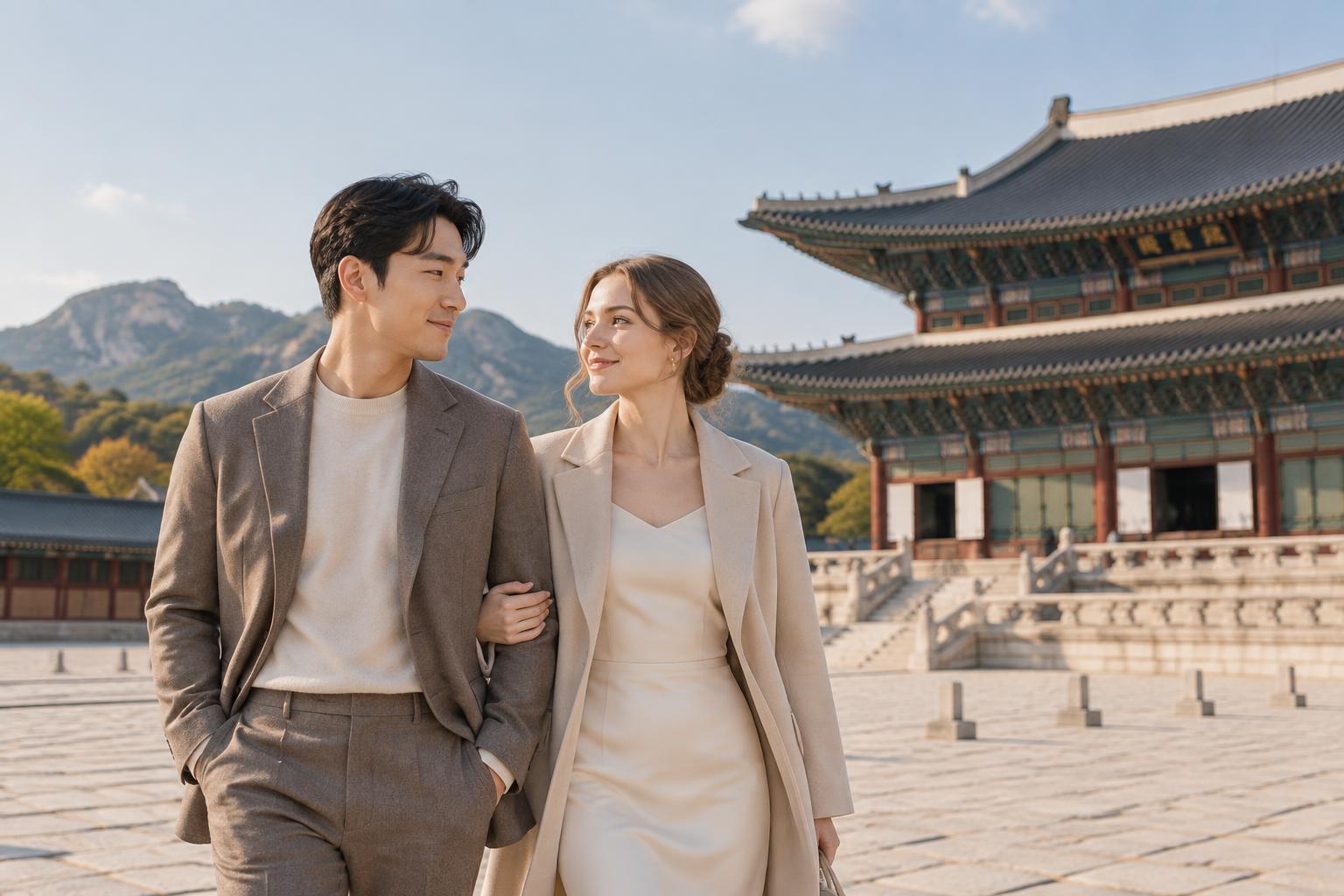 A couple enjoying time together in Seoul