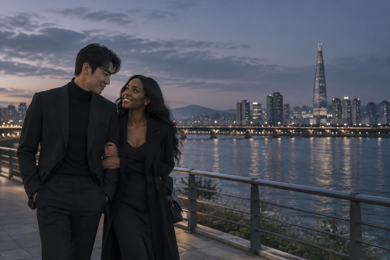 A couple enjoying time together in Seoul